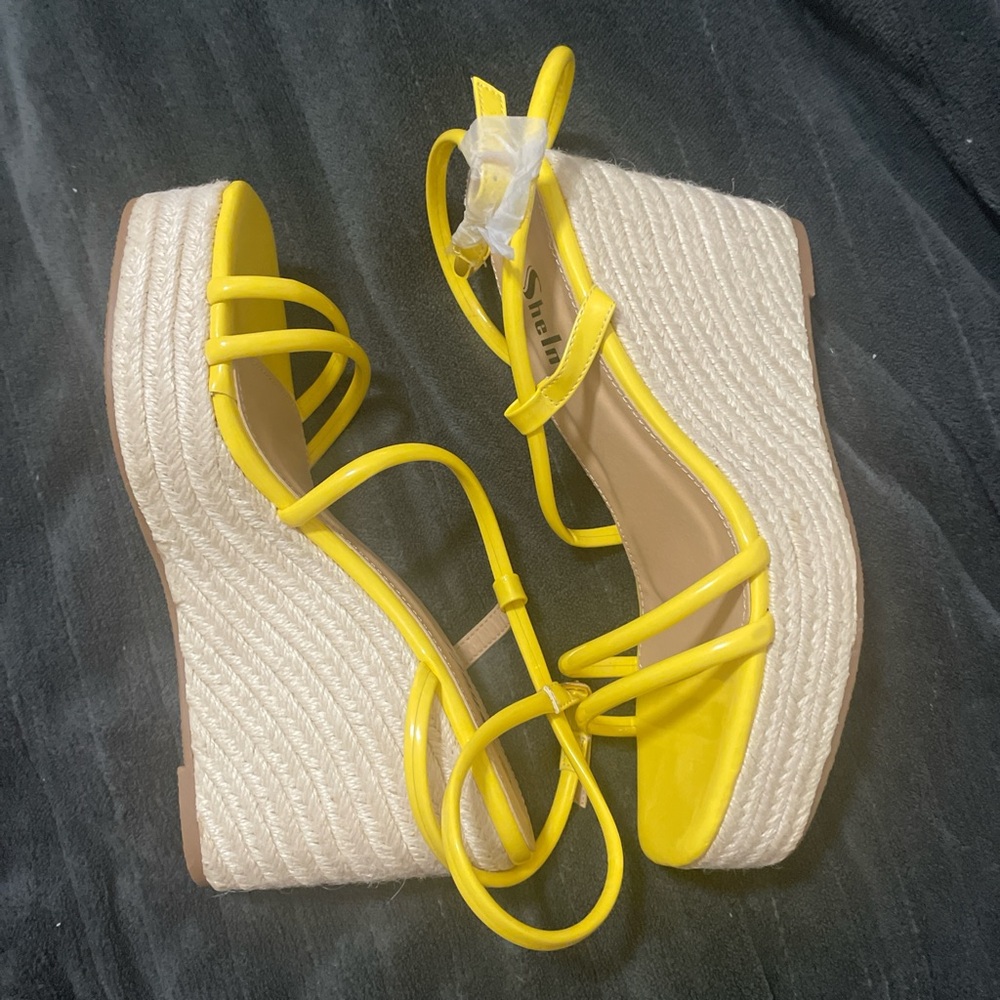 SHEIN Yellow Wedge Shoes with Chunky Sole